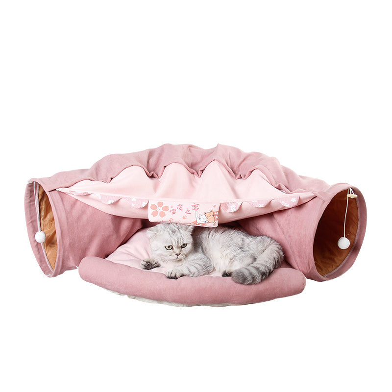 Interactive Collapsible Cat Tunnel with Mat – Foldable Pet Play Tube for Kittens, Rabbits & Ferrets (Indoor Toy)
