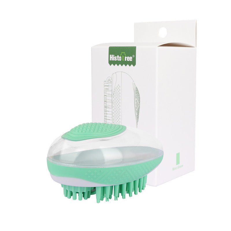 2-in-1 Pet Bath & Massage Brush – Soft Silicone Dog Cat Grooming Tool with Shampoo Dispenser