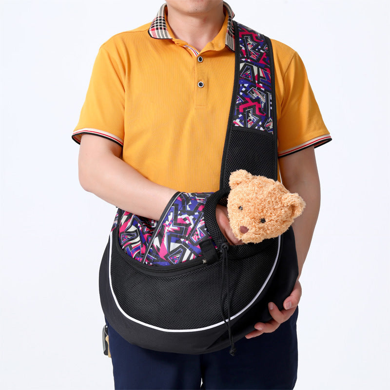 Portable Pet Carrier Crossbody Bag – Breathable Oxford Shoulder Sling for Dogs & Cats