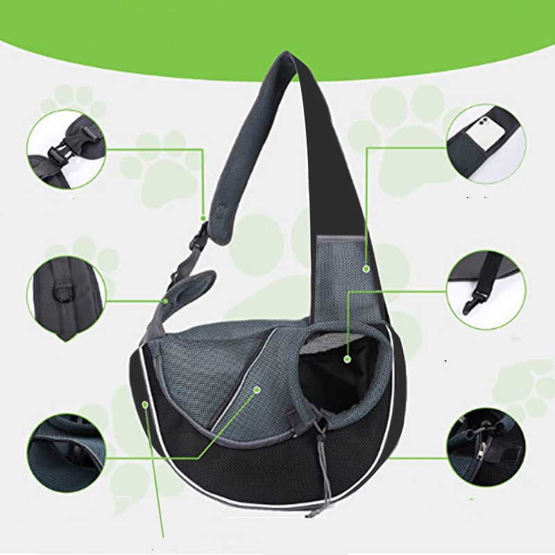 Portable Pet Carrier Crossbody Bag – Breathable Oxford Shoulder Sling for Dogs & Cats