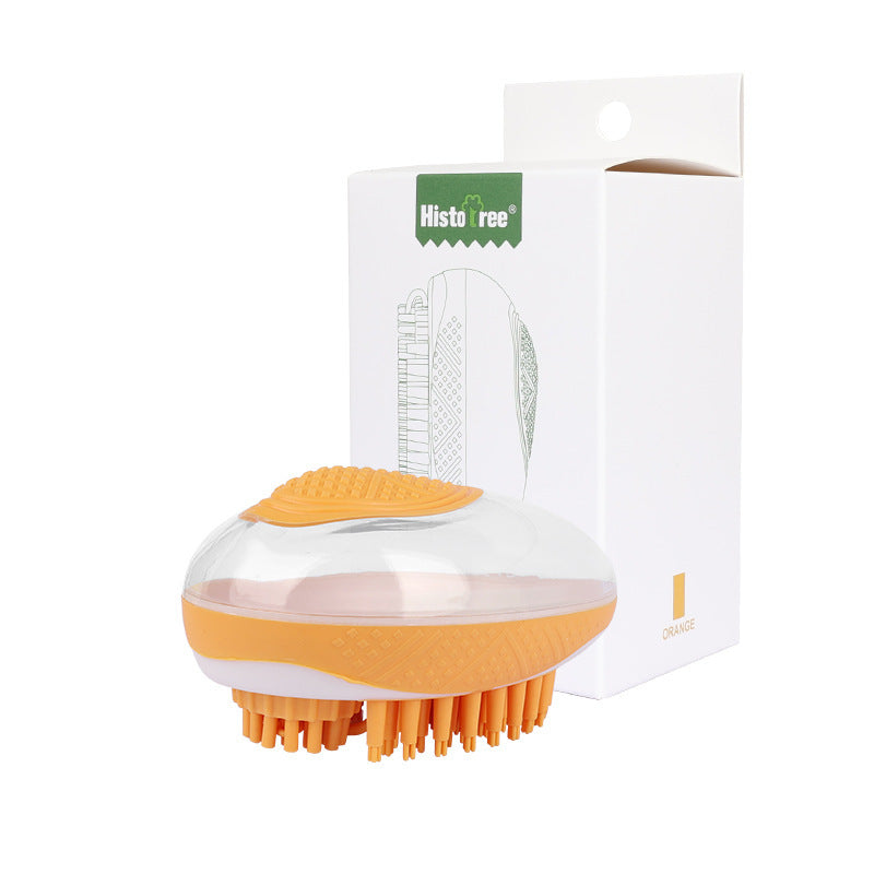 2-in-1 Pet Bath & Massage Brush – Soft Silicone Dog Cat Grooming Tool with Shampoo Dispenser