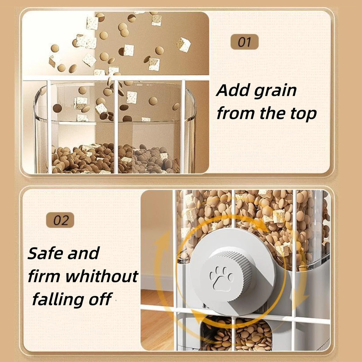 Automatic Hanging Pet Feeder & Water Dispenser Set – Cage-Mounted Food Bowl for Cats, Small Dogs & Rabbits