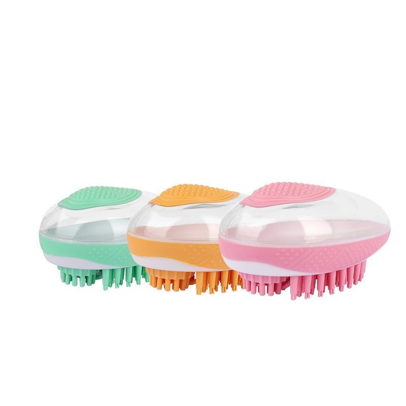 2-in-1 Pet Bath & Massage Brush – Soft Silicone Dog Cat Grooming Tool with Shampoo Dispenser