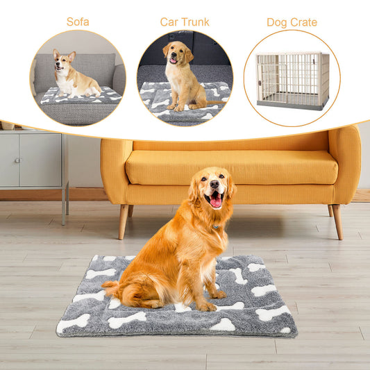 Self-Warming Reversible Pet Bed Mat – Soft Washable Fleece Sleeping Pad for Dogs & Cats, Non-Slip Crate Mat