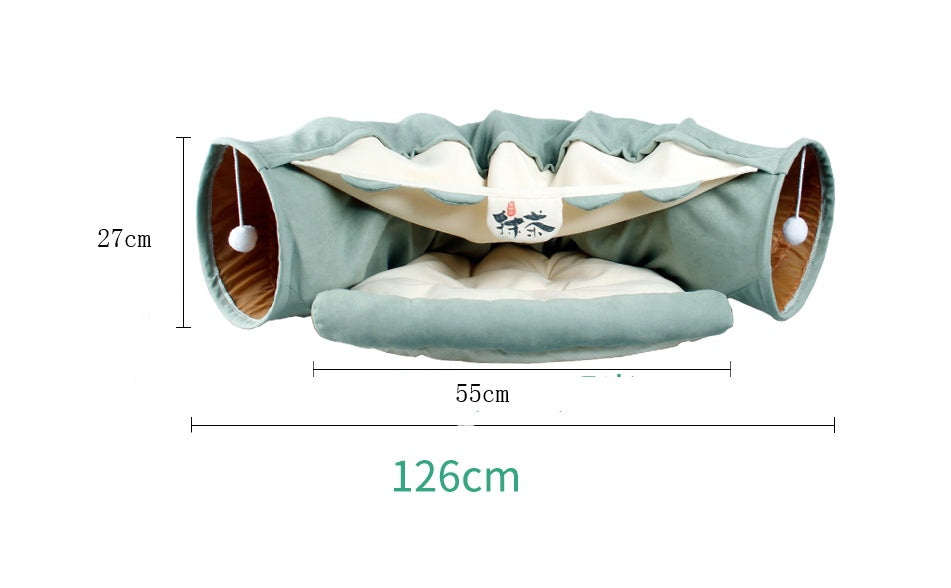 Interactive Collapsible Cat Tunnel with Mat – Foldable Pet Play Tube for Kittens, Rabbits & Ferrets (Indoor Toy)