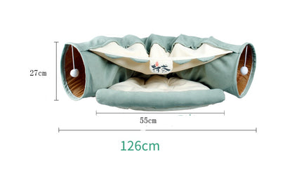 Interactive Collapsible Cat Tunnel with Mat – Foldable Pet Play Tube for Kittens, Rabbits & Ferrets (Indoor Toy)