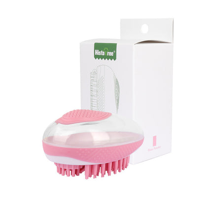 2-in-1 Pet Bath & Massage Brush – Soft Silicone Dog Cat Grooming Tool with Shampoo Dispenser
