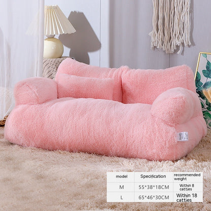 Luxury Plush Cat Bed Sofa – Winter Warm Pet Nest with Pillow & Anti-Slip Bottom for Cats and Small Dogs