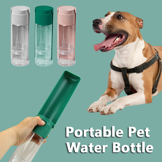 2-in-1 Portable Dog Water Bottle with Food Storage – Leak-Proof Outdoor Pet Dispenser (270ml Water + 80ml Food)