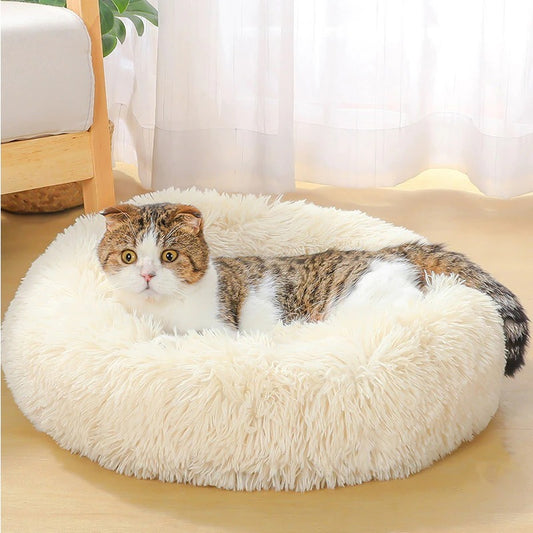 Ultra Soft Plush Dog & Cat Bed – Washable Round Pet Kennel with Non-Slip Base for Deep Sleep