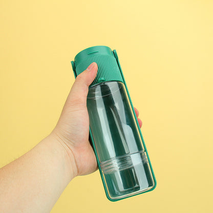 2-in-1 Portable Dog Water Bottle with Food Storage – Leak-Proof Outdoor Pet Dispenser (270ml Water + 80ml Food)